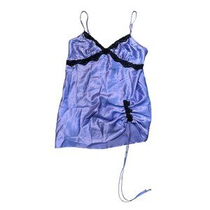 Victorias Secret Purple Satin & Black Lace Chemise Nightgown M